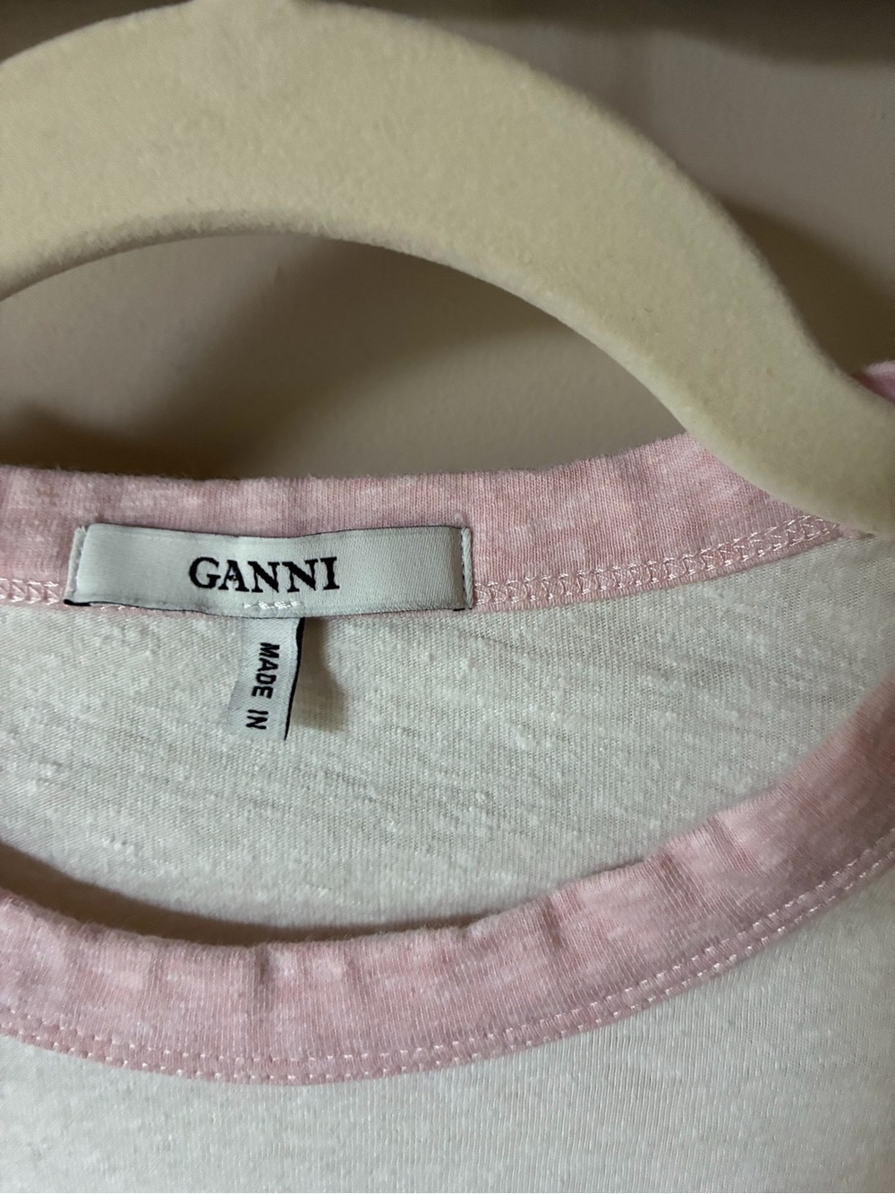 GANNI Boss Lady Graphic Ringer T-Shirt Cream Pink Cactus Small - Picture 3 of 6